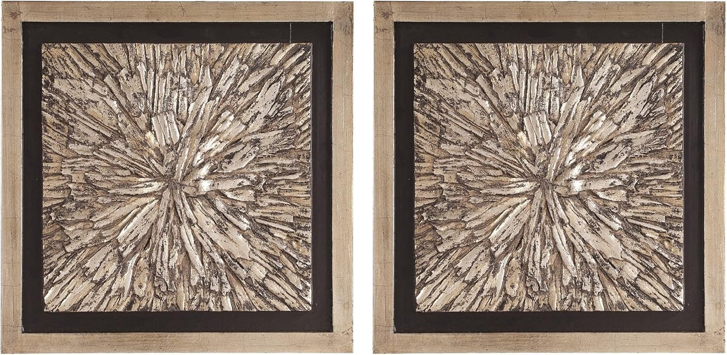 Set de 2 Cuadros Texturizados "Corteza" Champán – Howard Elliott (20x20 in)
