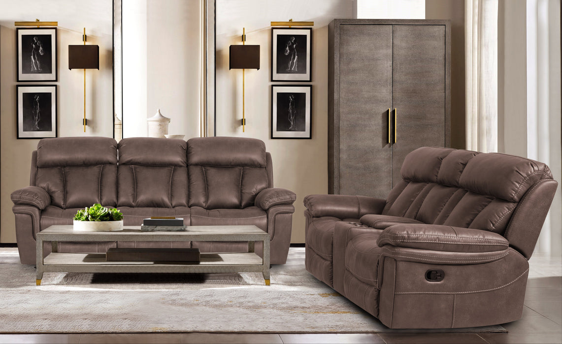 Juego de Sofa y Loveseat Reclinables Con Mecedora Color Cafe
