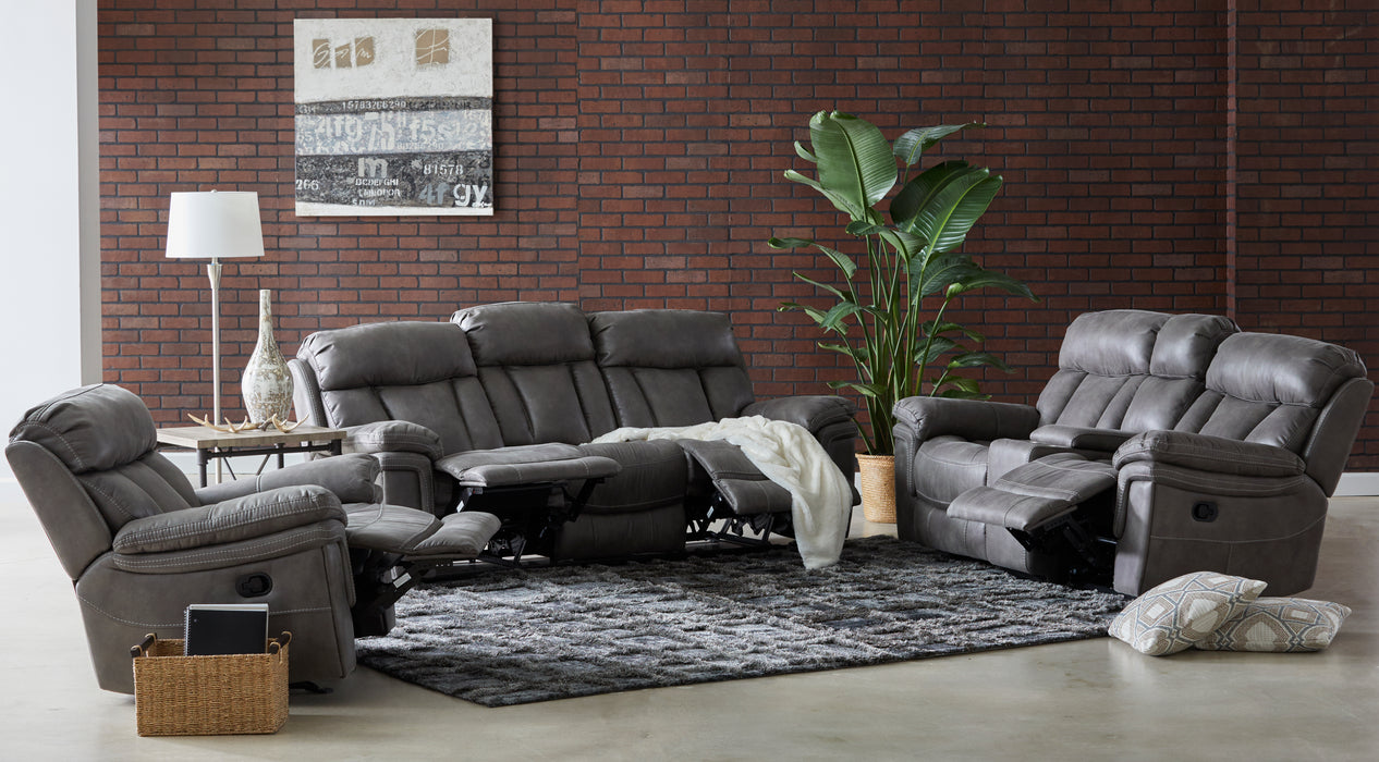 Juego De Sala Reclinable 3 Piezas Sofa, Loveseat con Consola y Silla en Color Gris