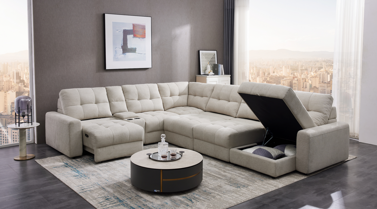 Sala Seccional Con Chaise Power Slide Color 1041111SD