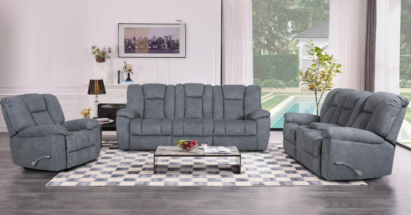 Juego de Sala Reclinable 3 Piezas Sofa, Loveseat con Consola y Silla