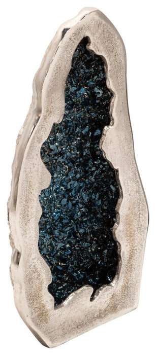 Escultura de roca metálica de 43 cm, color azul marino