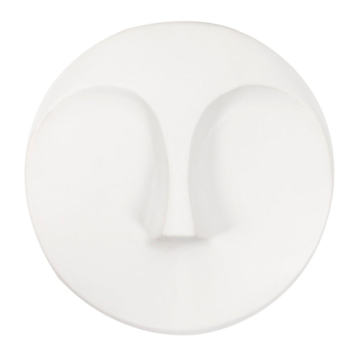 Escultura de pared con cara redonda en blanco mate