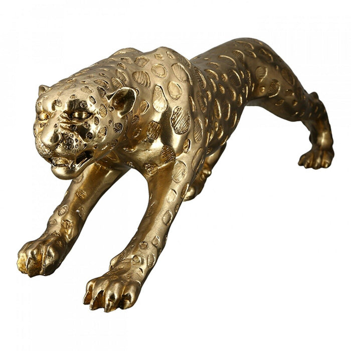 Escultura Resina Leopardo Bronce