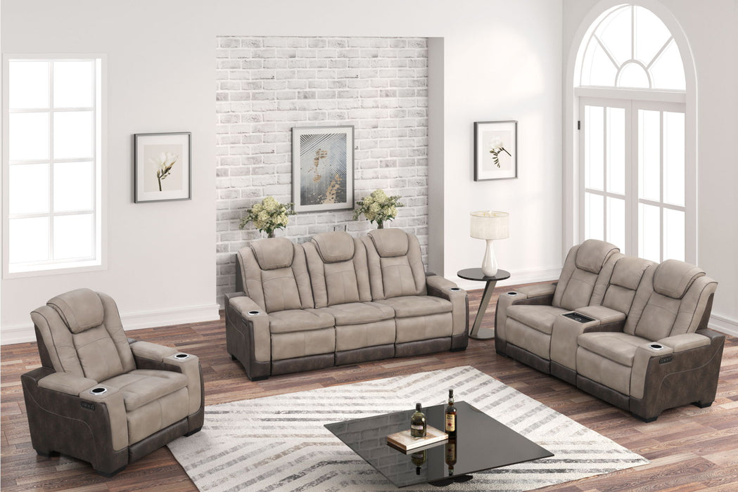 Loveseat con Consola Reclinable Electrico Woodland MilkTea