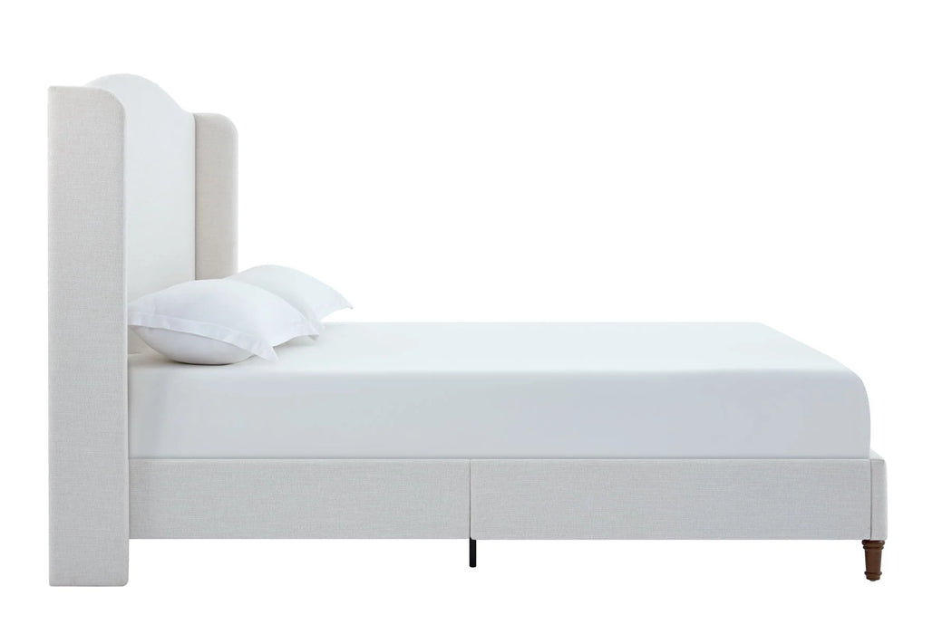 Hannah - Cama tapizada King color Beige con respaldo alto