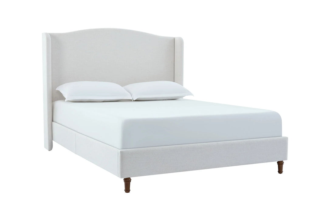 Hannah - Cama tapizada King color Beige con respaldo alto