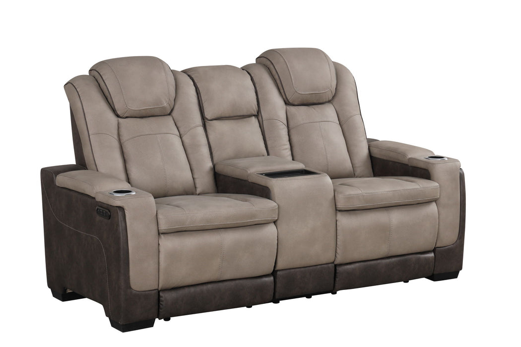 Loveseat con Consola Reclinable Electrico Woodland MilkTea