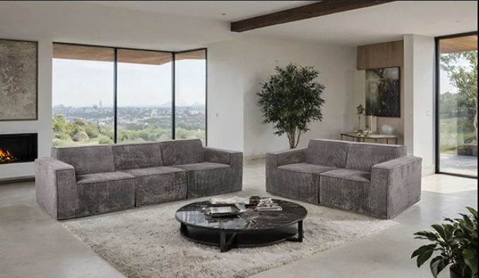 Loveseat Kimara, color gris oscuro
