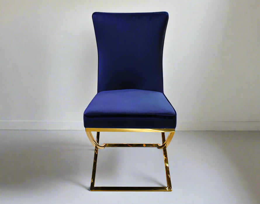 Silla para Comedor Azul/Dorado (set de 2)