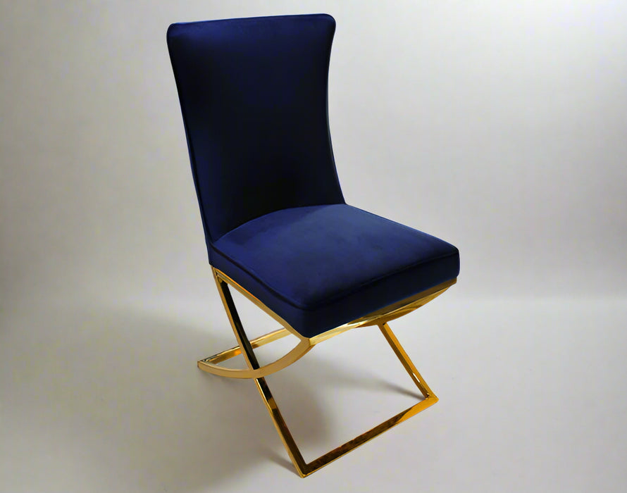 Silla para Comedor Azul/Dorado (set de 2)