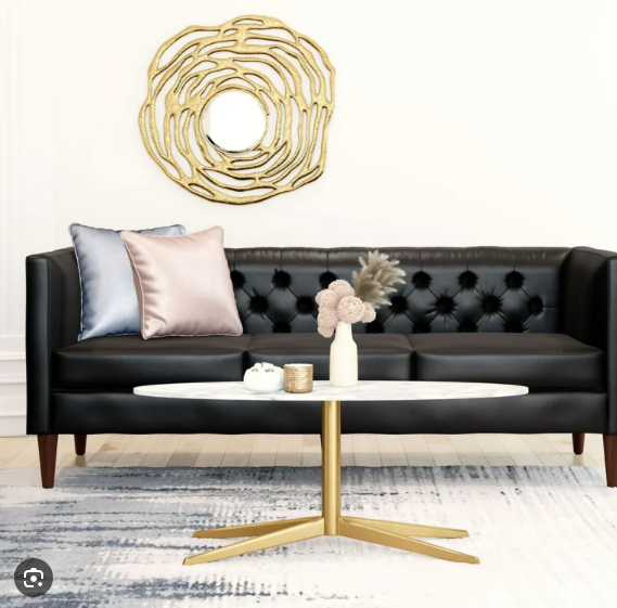 Mesa De Centro Moderna Parker Color Blanco/Oro