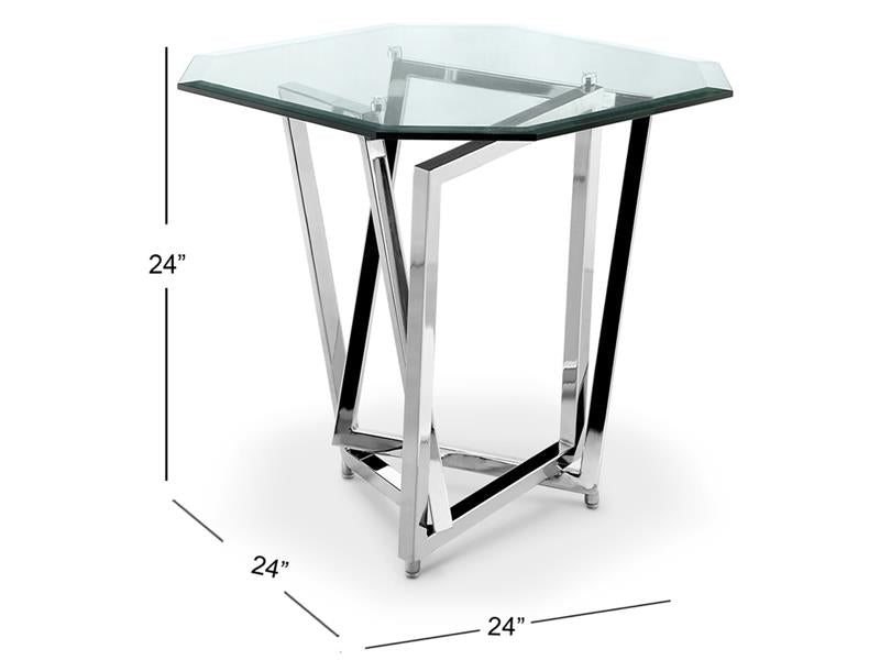 Mesa Auxiliar Octagonal Vidrio Cromado
