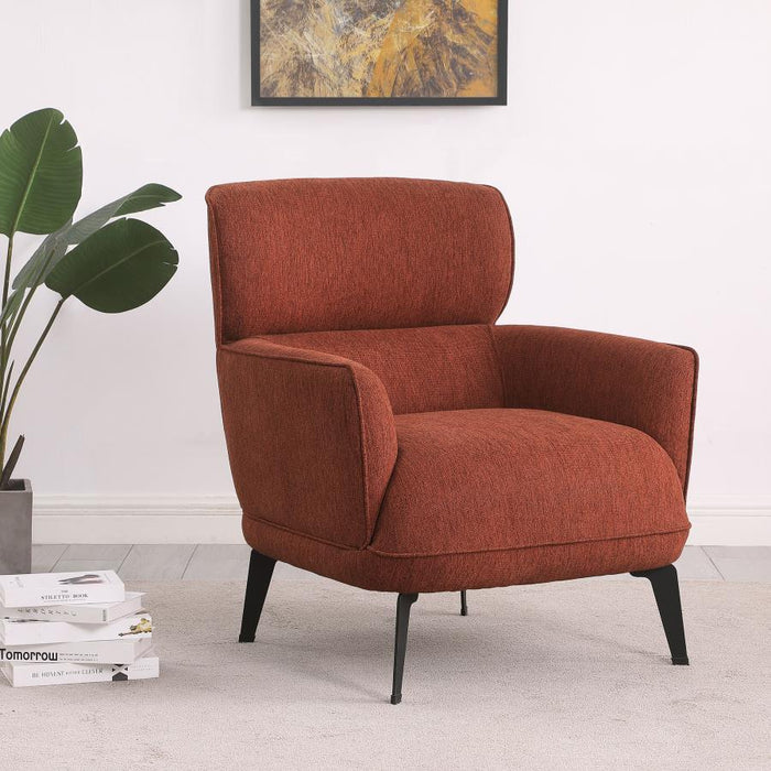 Andrea Upholstered Crescent Arm Accent Chair Orange