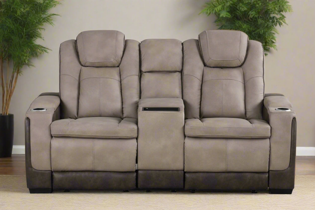 Loveseat con Consola Reclinable Electrico Woodland MilkTea