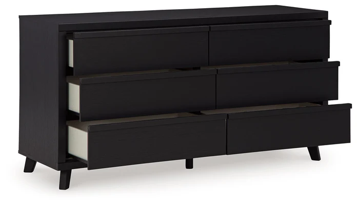 Comoda Danziar de 6 cajones color negro