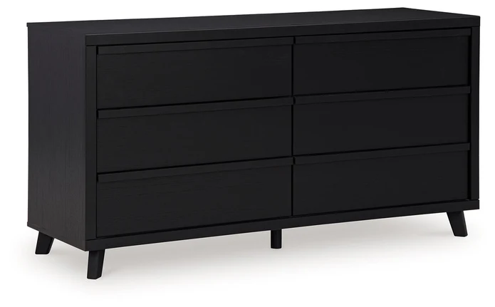 Comoda Danziar de 6 cajones color negro