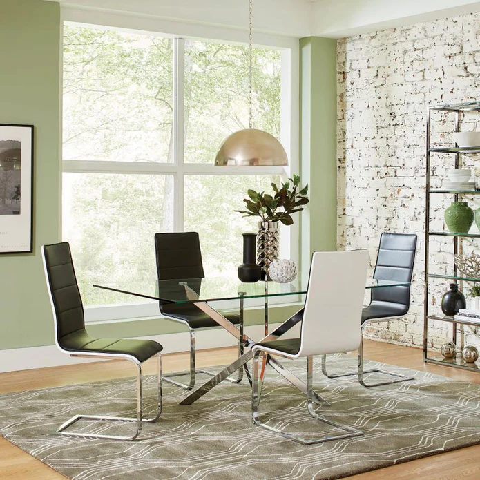 Mesa de Comedor Rectangular Vidrio Cromada Caramelo