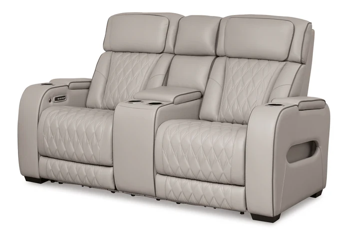 Boyington Loveseat Reclinable con Consola PIel Real con Masaje