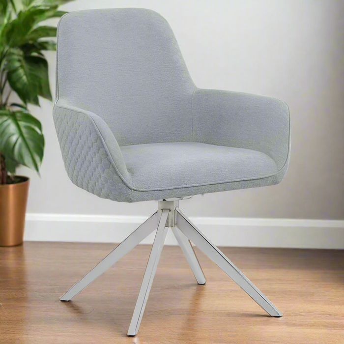 Silla Giratoria de Comedor Abby Tela Gris Claro