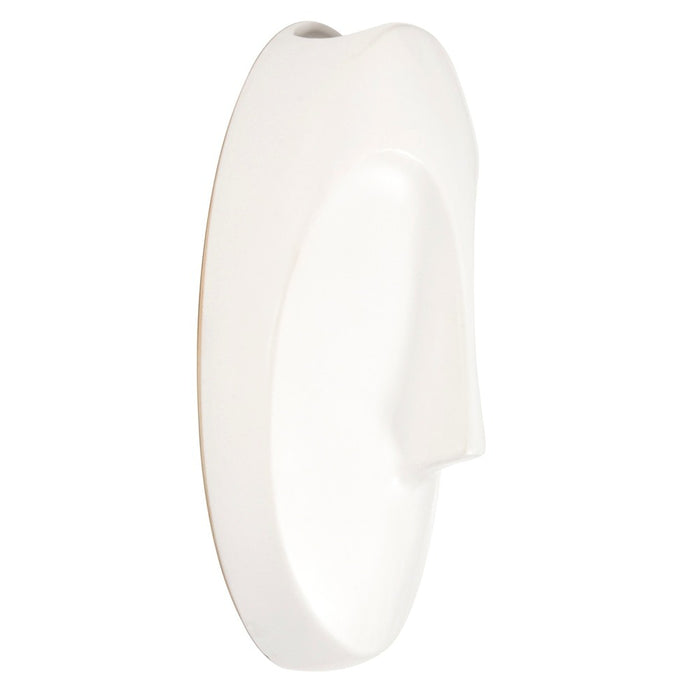 Escultura de pared con cara redonda en blanco mate