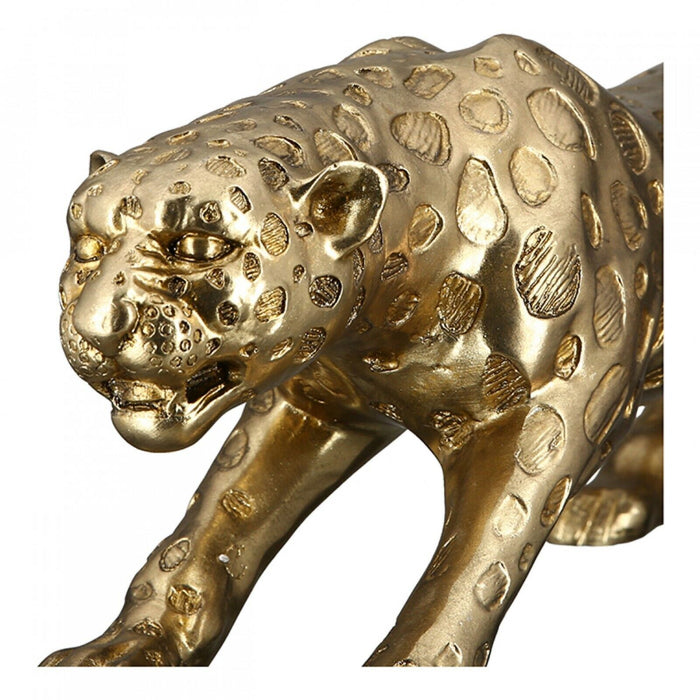 Escultura Resina Leopardo Bronce